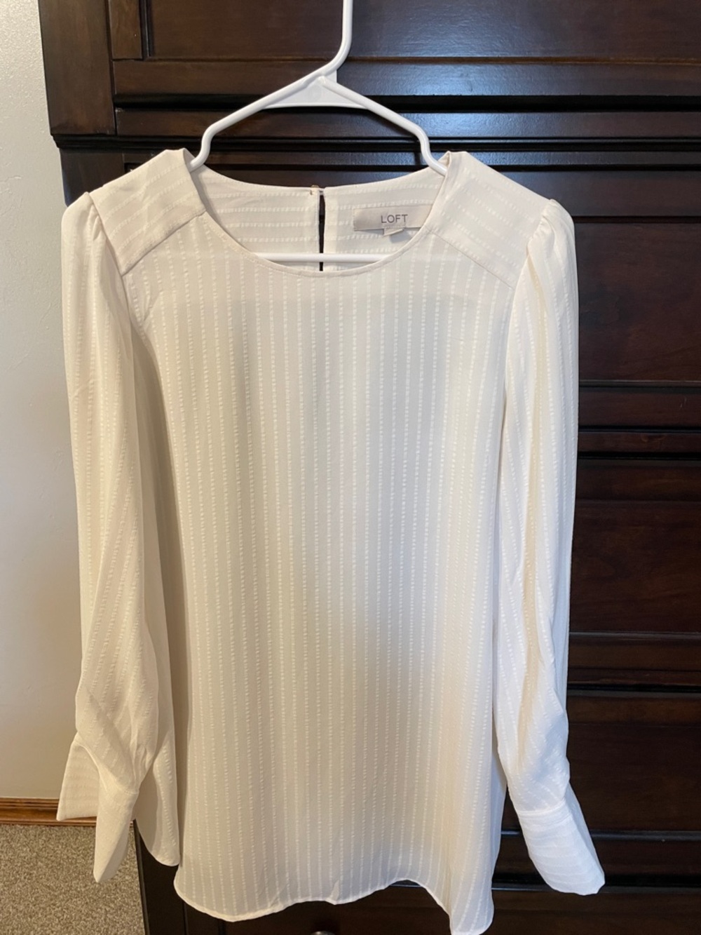 LOFT Maternity Ivory Textured Long-Sleeve Blouse